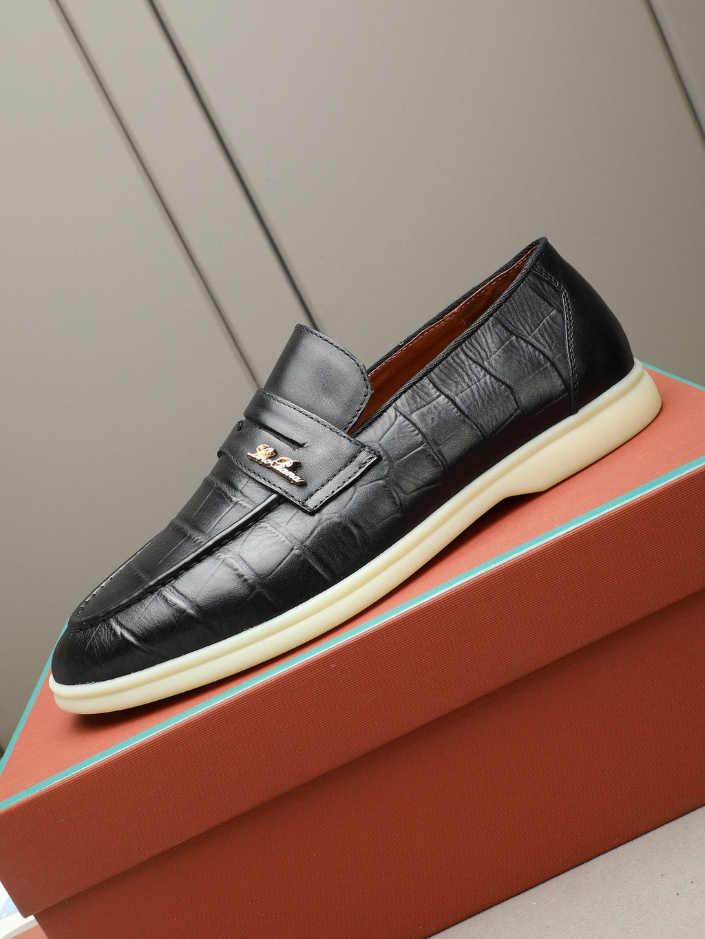 Loro Piana Crocodile-Embossed Loafers — front