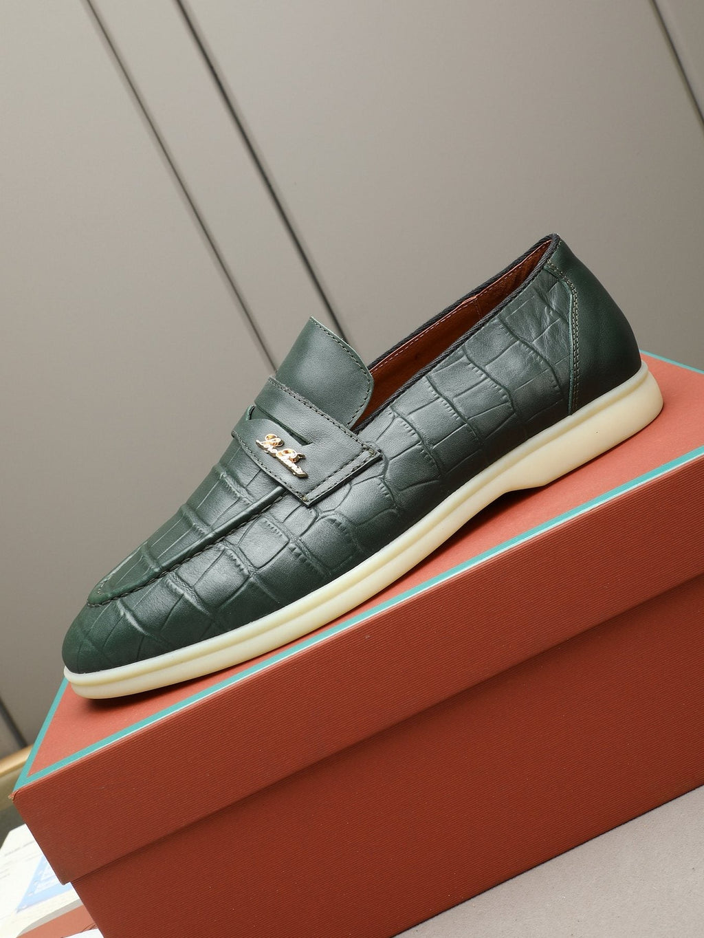 Loro Piana Crocodile-Embossed Loafers — side
