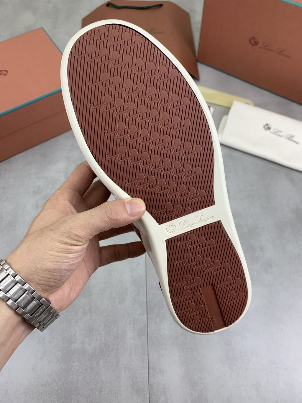 Loro Piana Black and Brown Low-Top Sneakers — detail