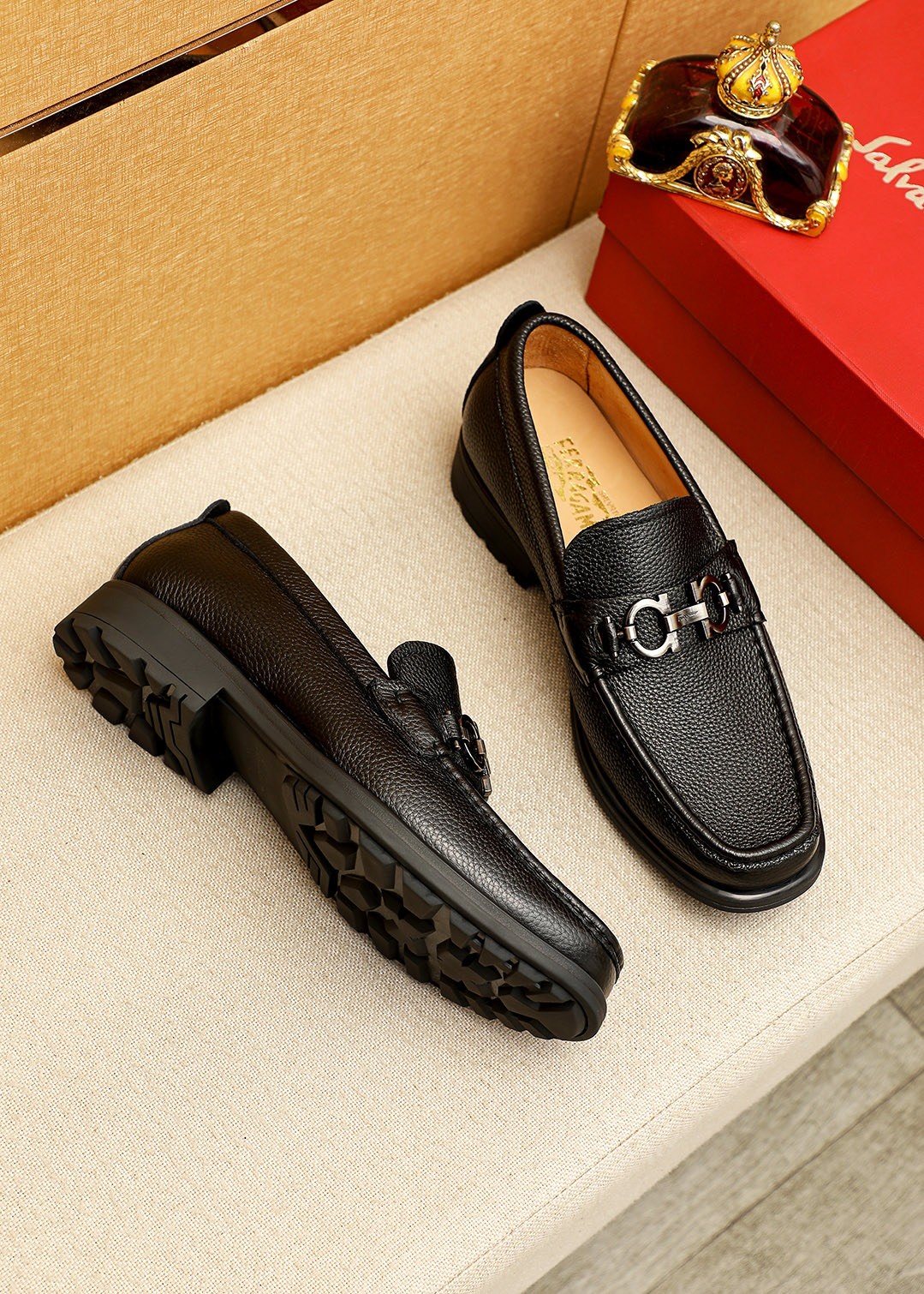 Ferragamo Leather Bit Loafers — front