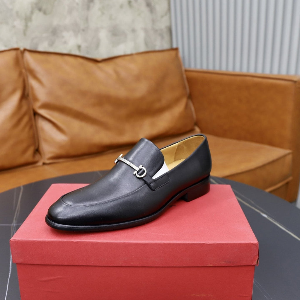 Salvatore Ferragamo Leather Hardware Loafers — side