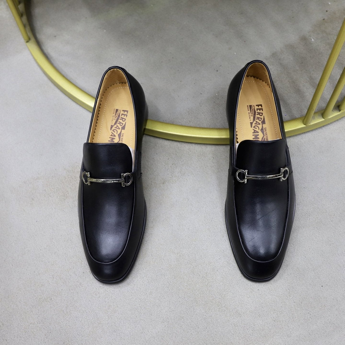 Salvatore Ferragamo Leather Hardware Loafers — front