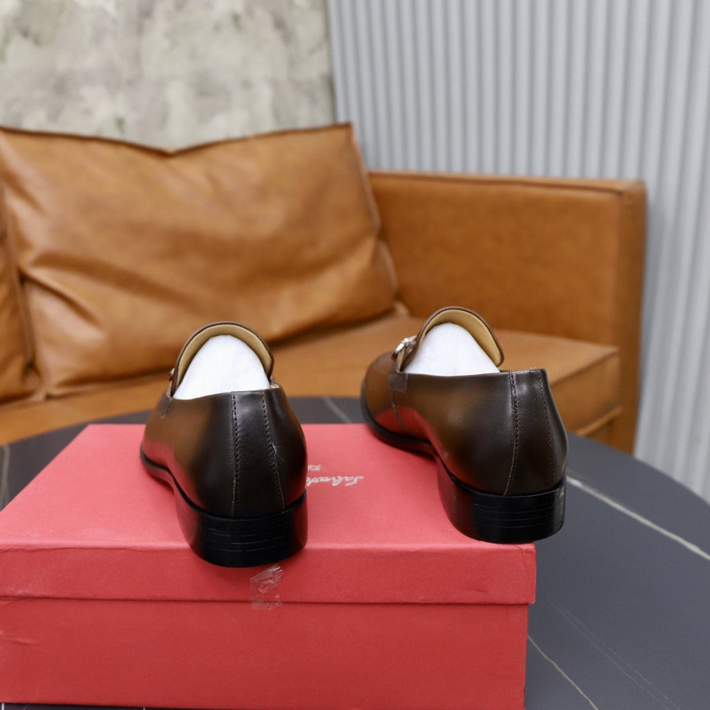 Salvatore Ferragamo Leather Hardware Loafers — back