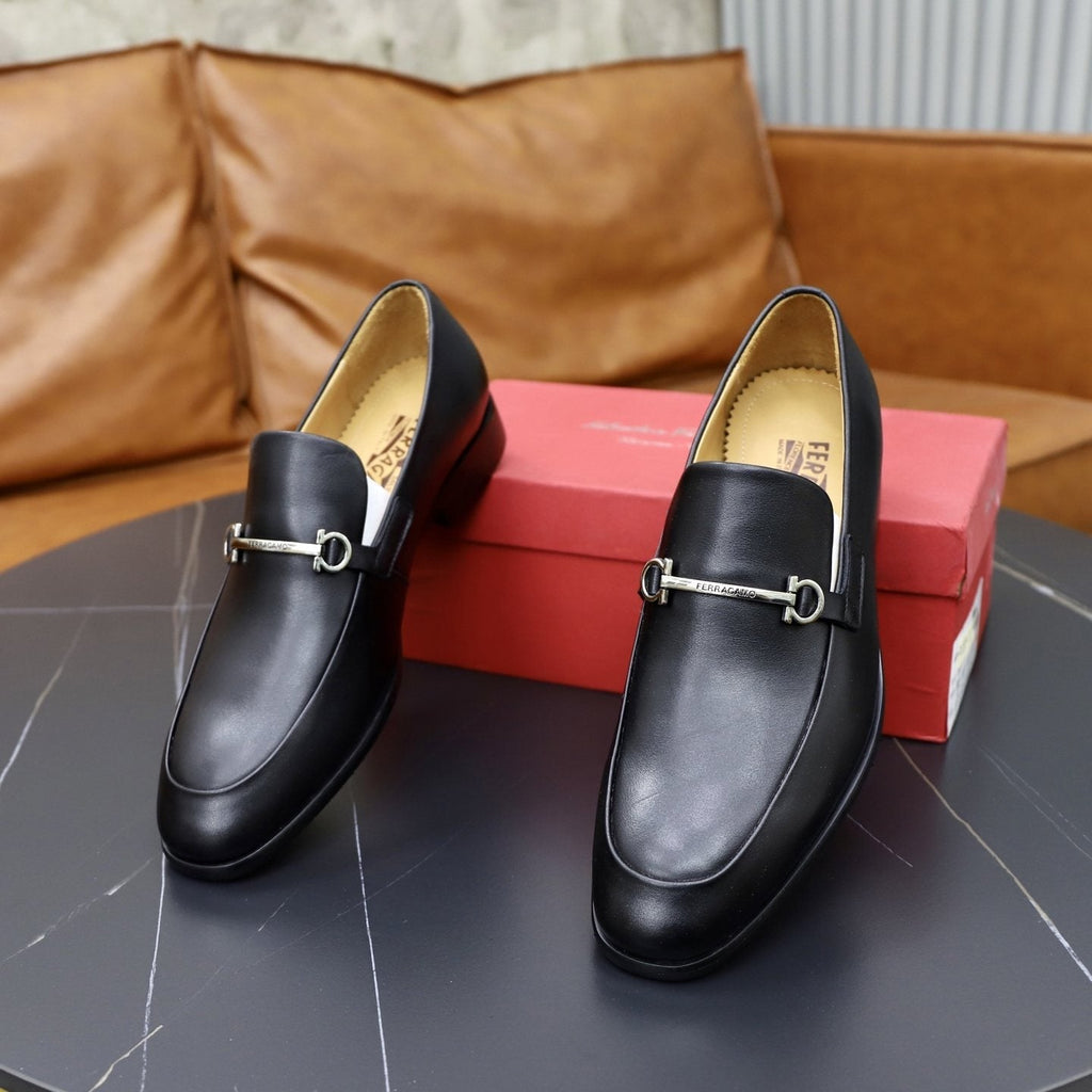 Salvatore Ferragamo Leather Hardware Loafers — front