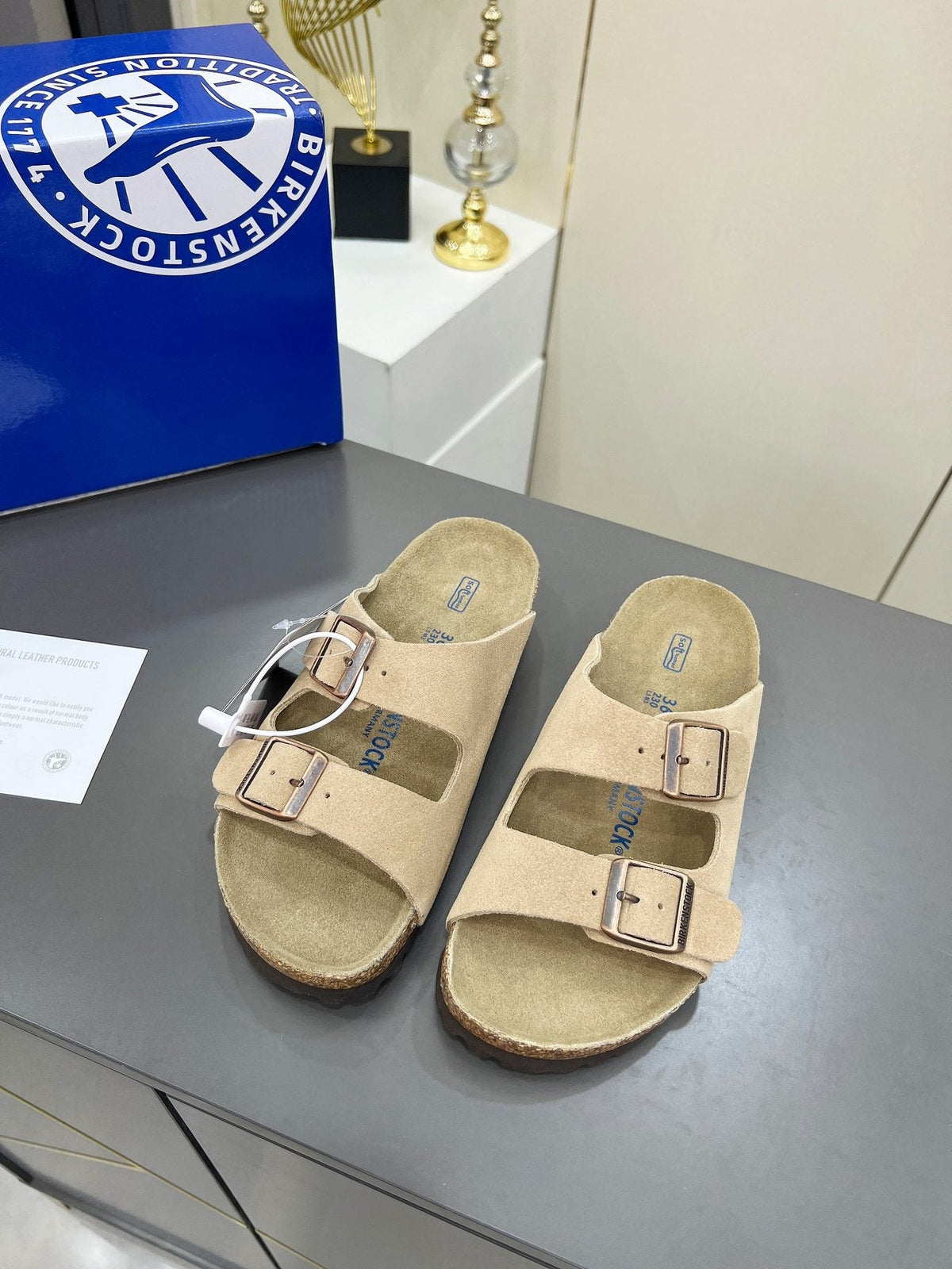 Birkenstock Two-Strap Buckle Slide Sandals — front