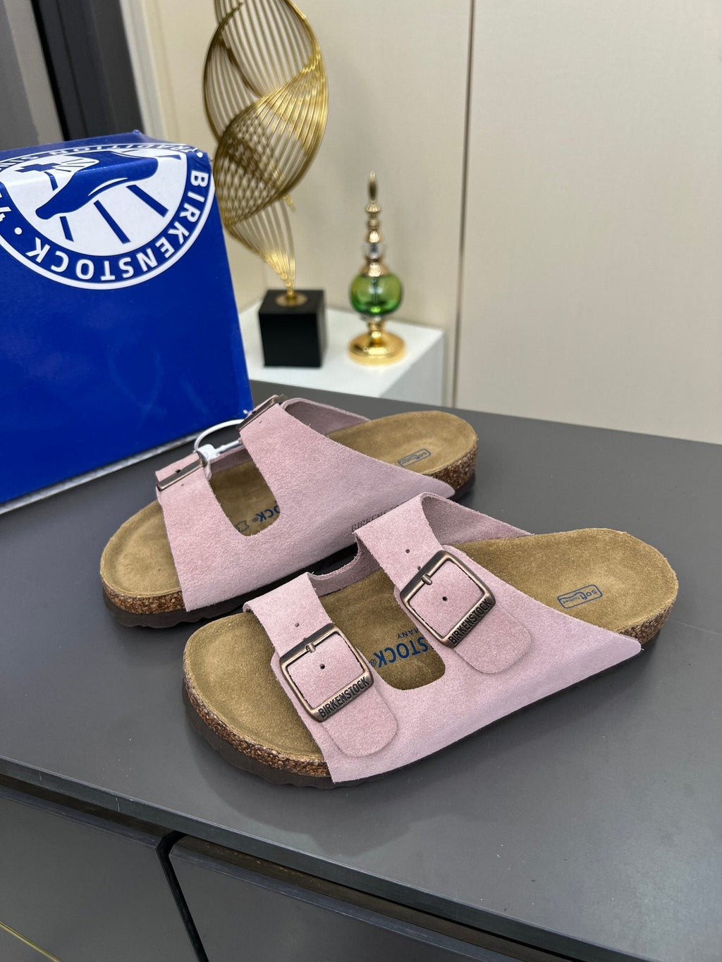 Birkenstock Two-Strap Buckle Slide Sandals — front