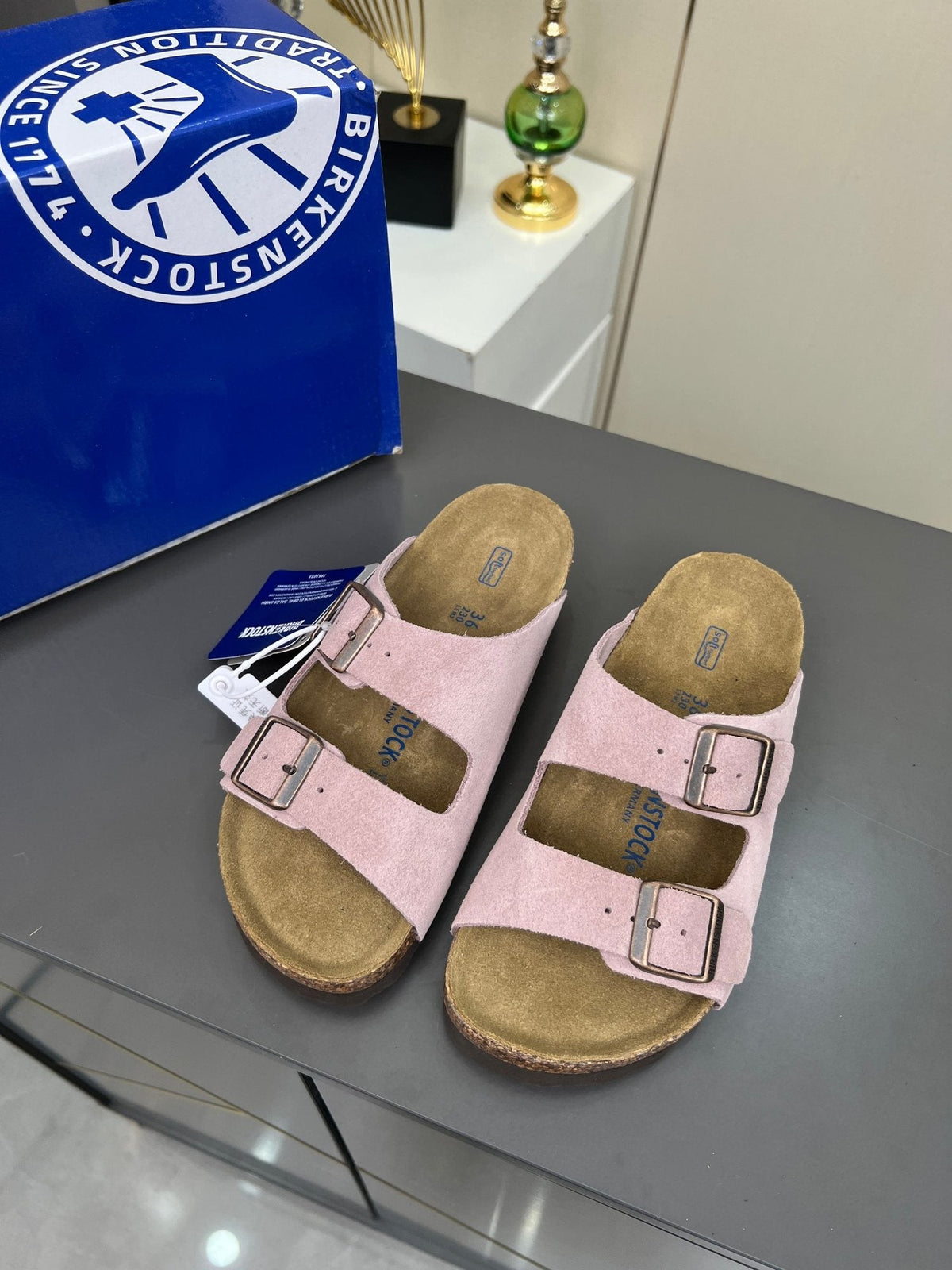 Birkenstock Two-Strap Buckle Slide Sandals — hero