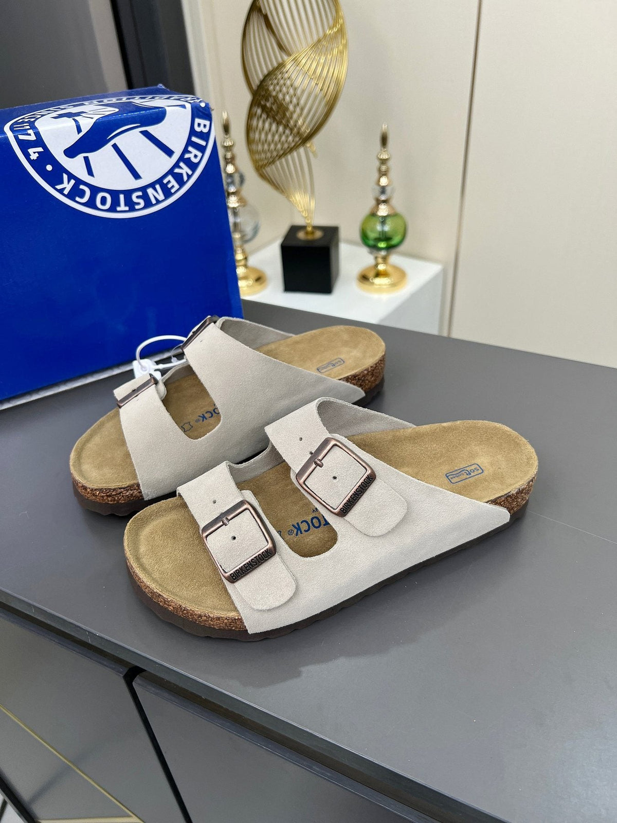 Birkenstock Two-Strap Buckle Slide Sandals — front