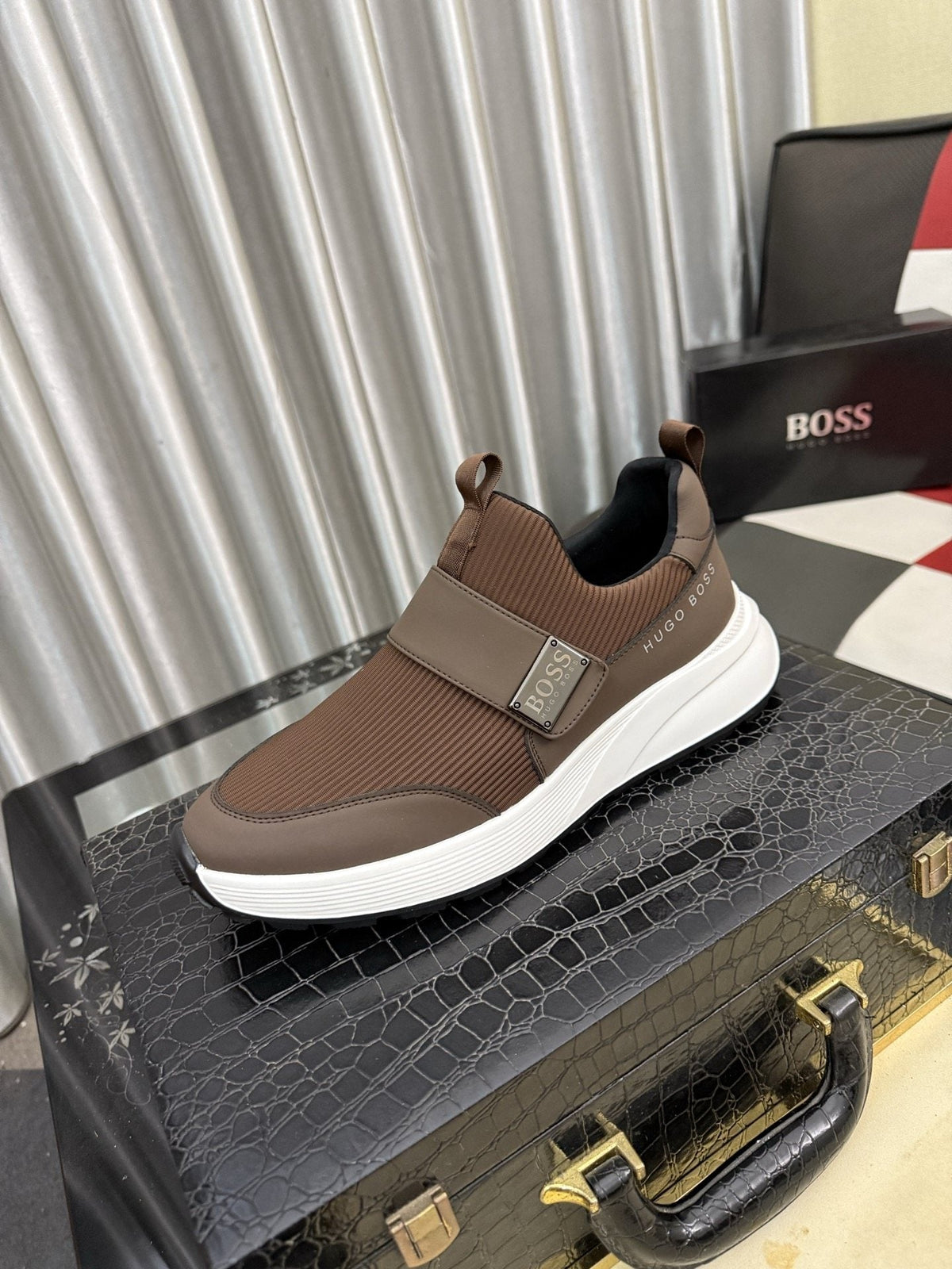 Hugo Boss Textured Strap Slip-On Sneakers — hero