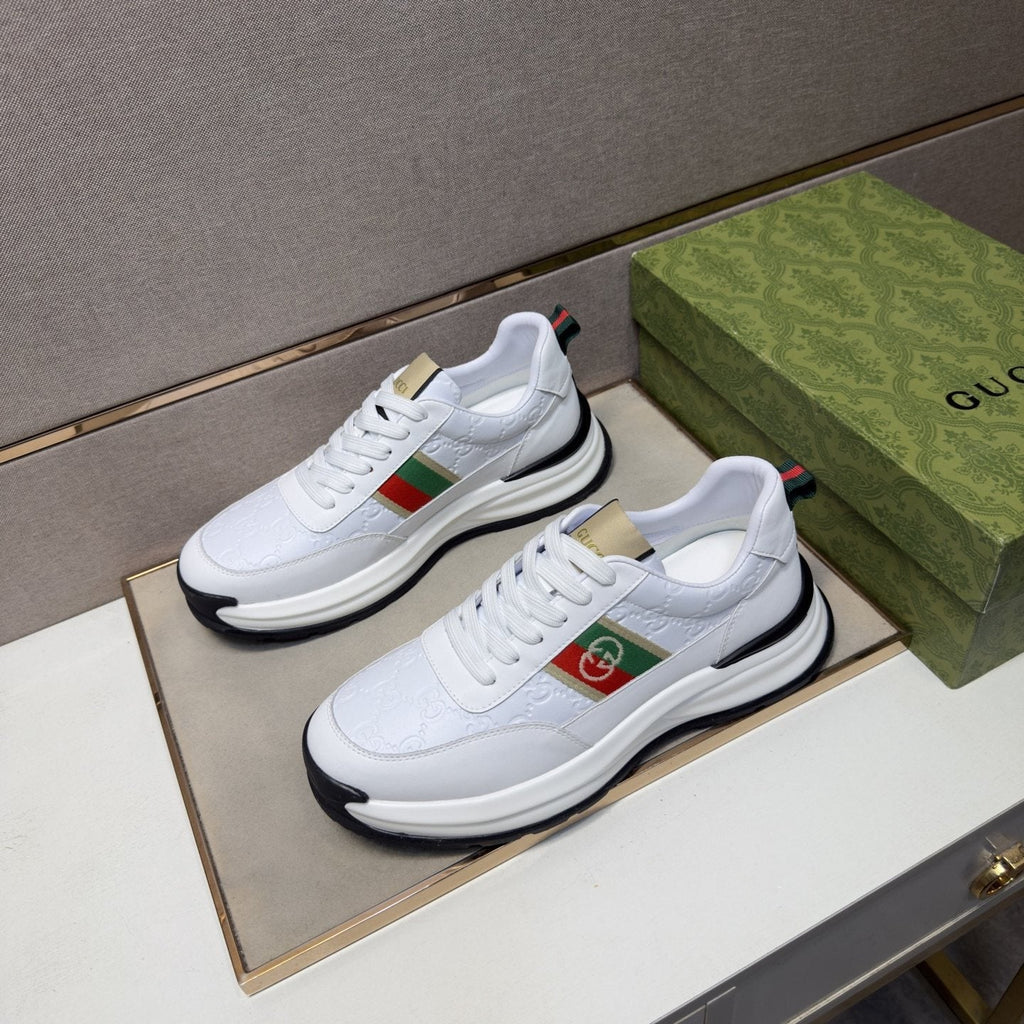 Gucci White Stripe Low-Top Sneakers — front