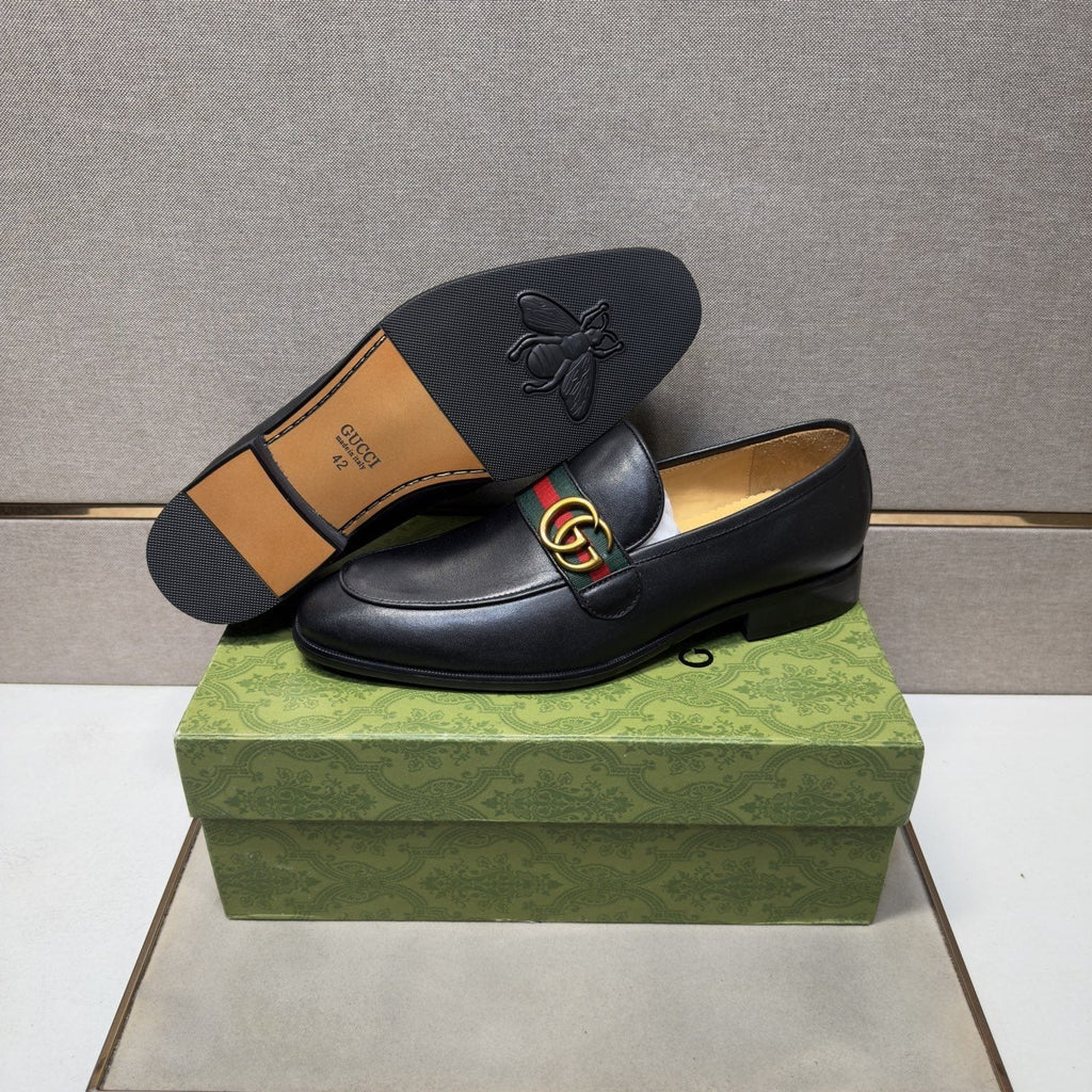 Gucci Black Strap Loafers — front