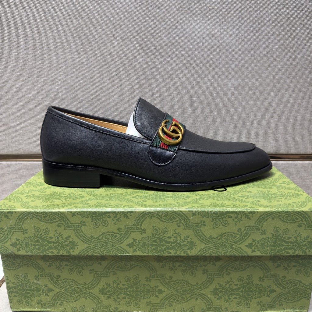 Gucci Black Strap Loafers — side