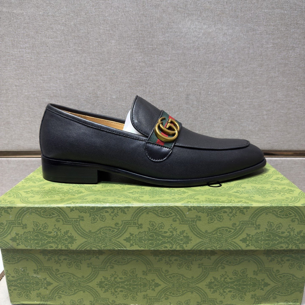 Gucci Black Strap Loafers — side