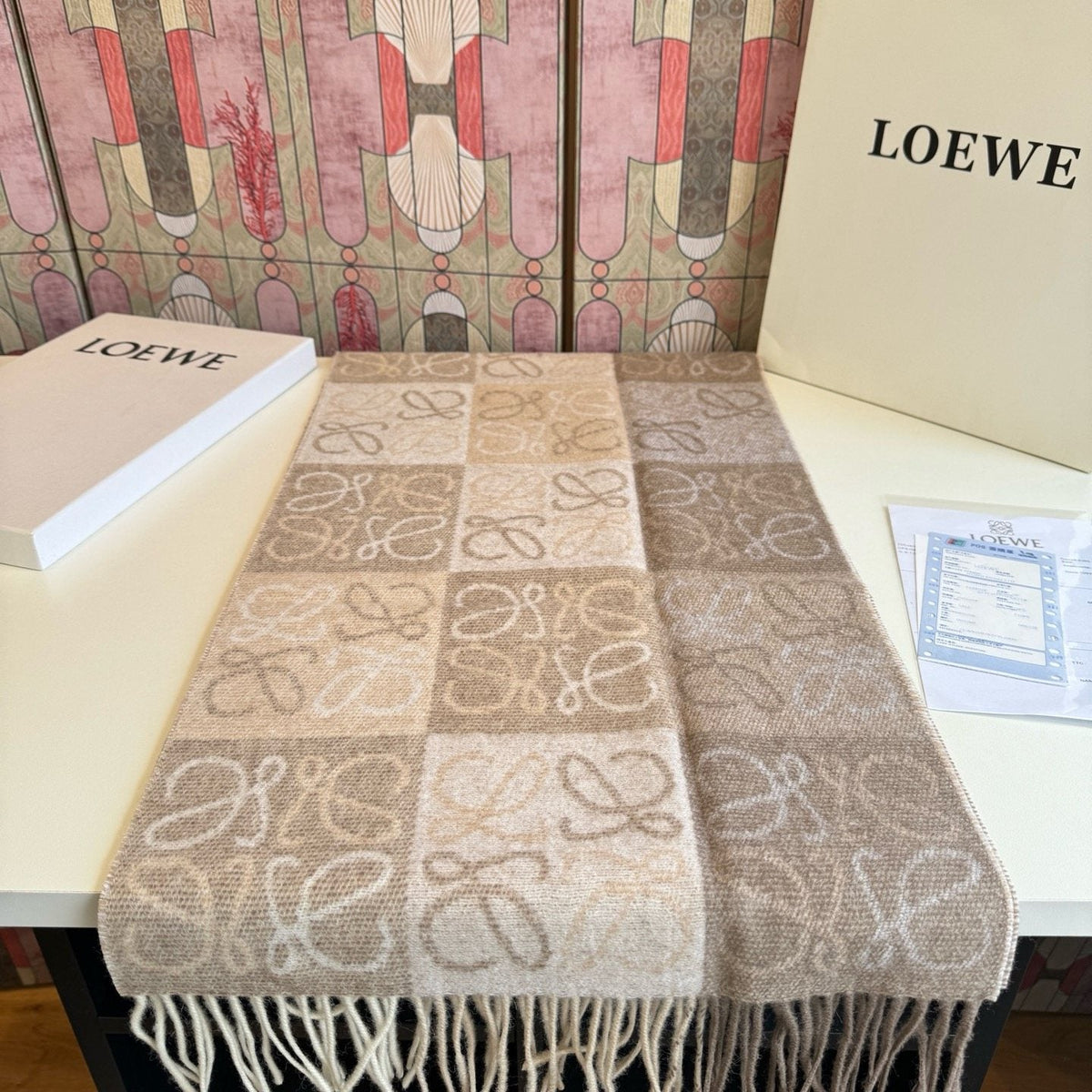 Loewe Fringed Patterned Scarf — hero
