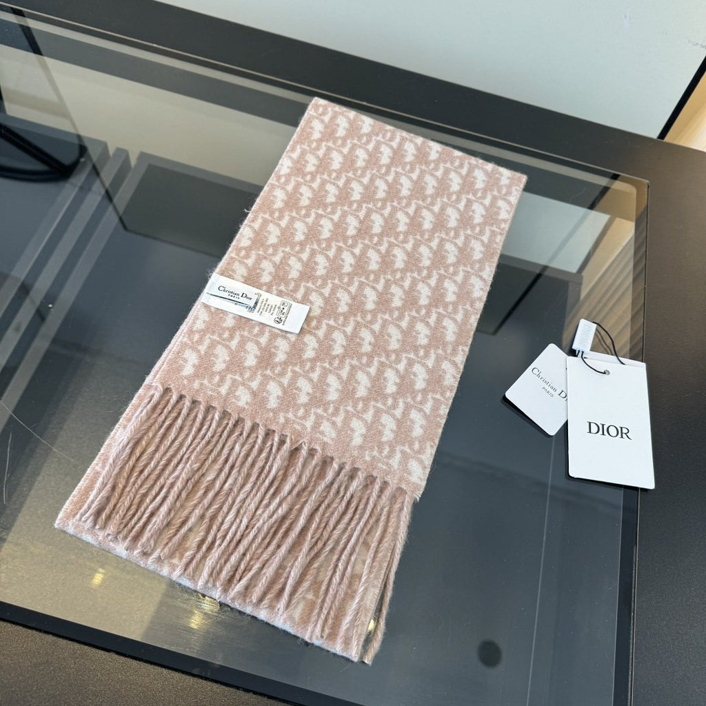 Dior Two-Tone Monogram Fringed Scarf — front