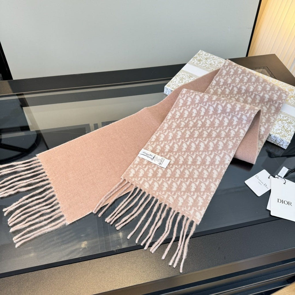 Dior Two-Tone Monogram Fringed Scarf — hero