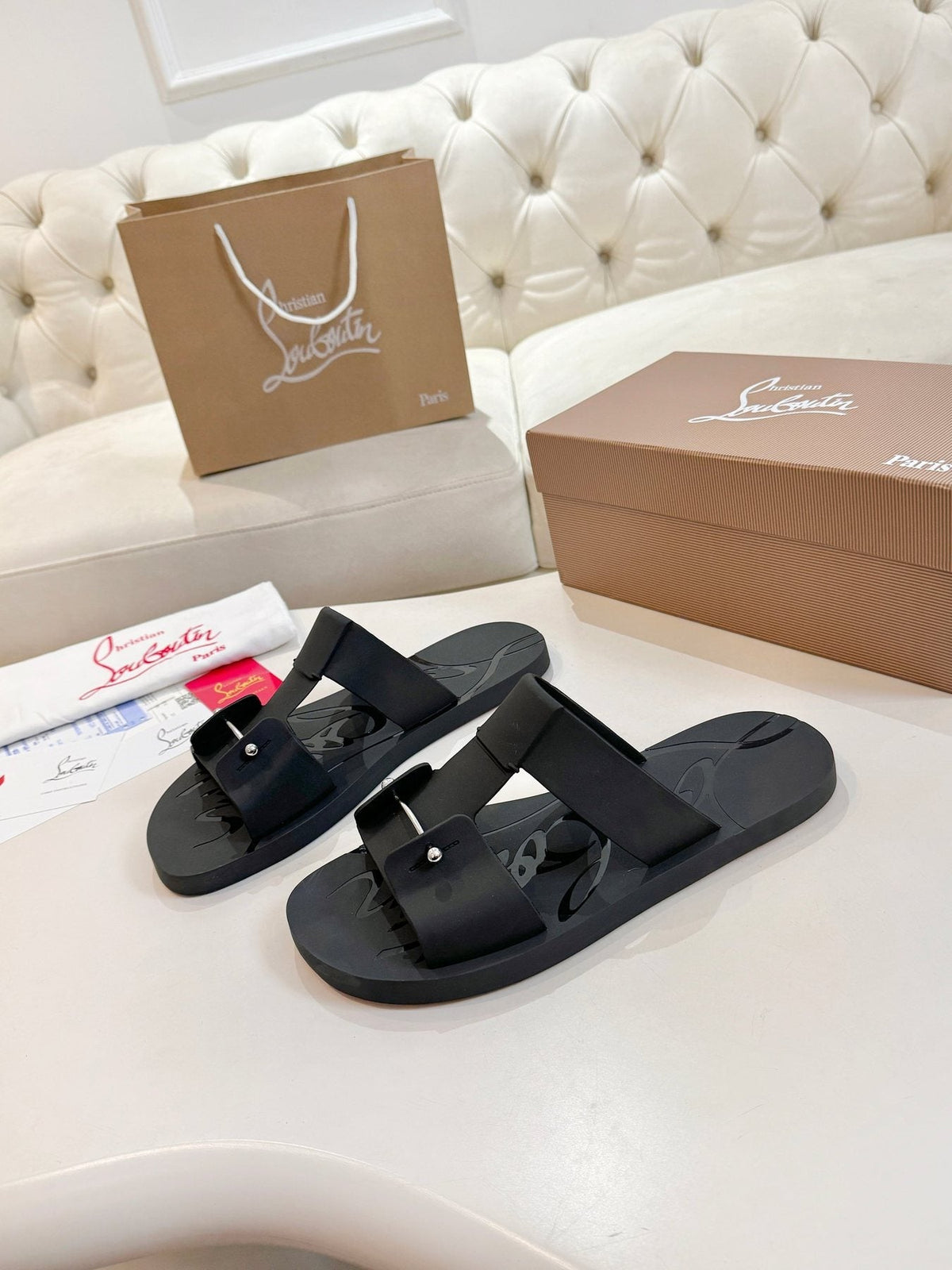 Christian Louboutin Buckle-Strap Slide Sandals — side