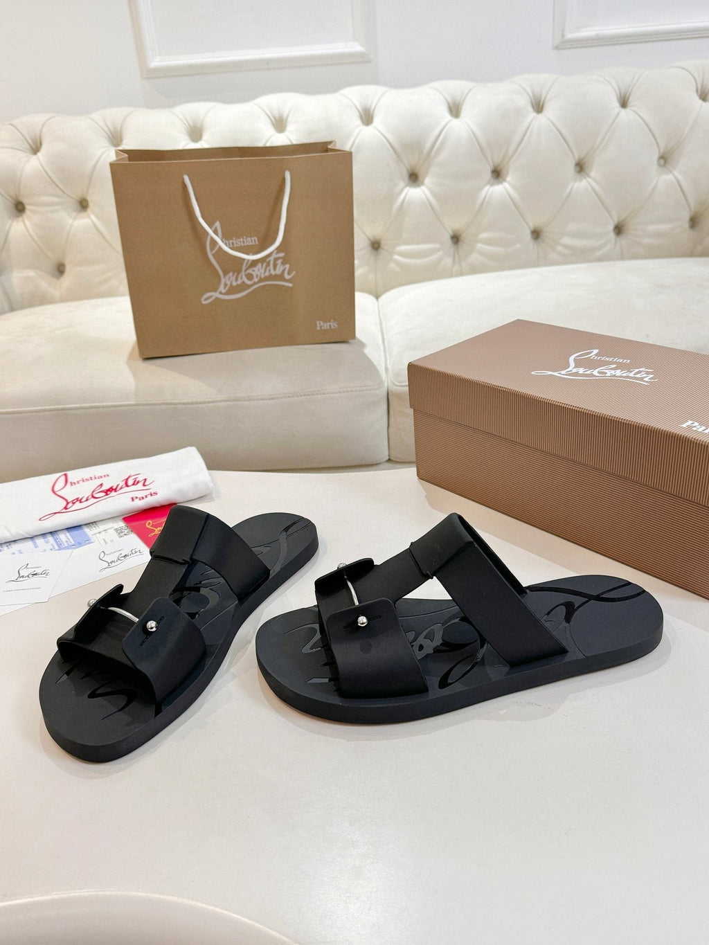 Christian Louboutin Buckle-Strap Slide Sandals — front