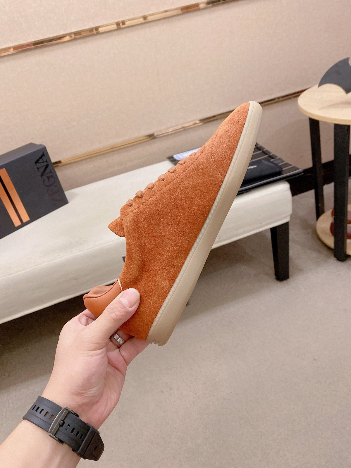 Zegna Suede Low-Top Sneakers — side