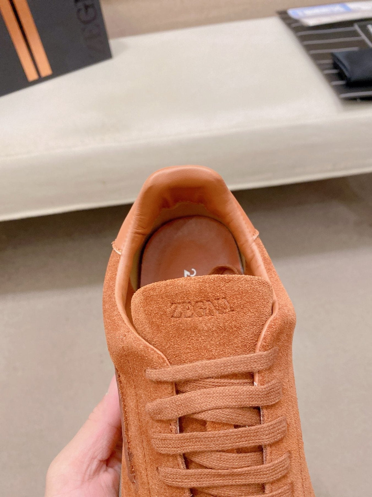 Zegna Suede Low-Top Sneakers — detail