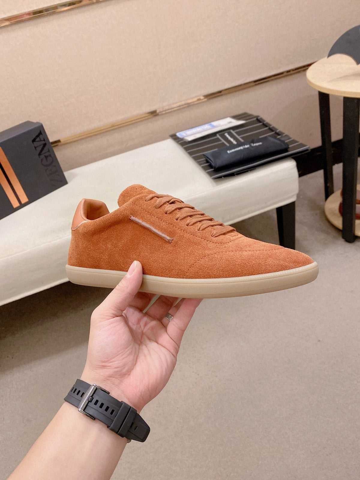Zegna Suede Low-Top Sneakers — side