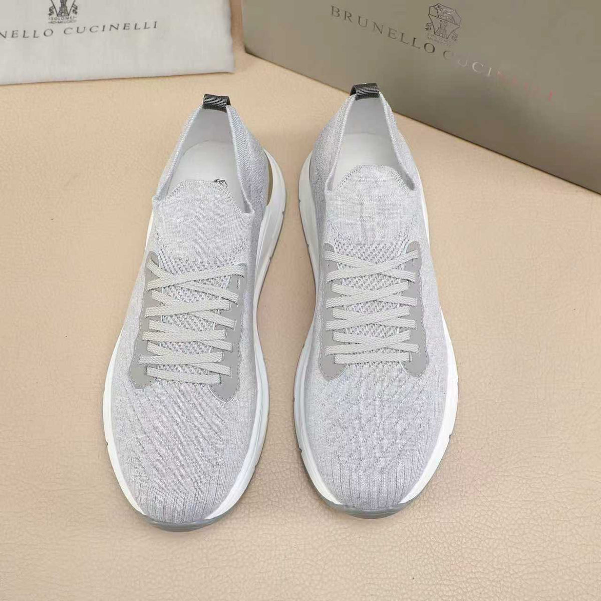 Brunello Cucinelli Men's Knit Sneakers — front