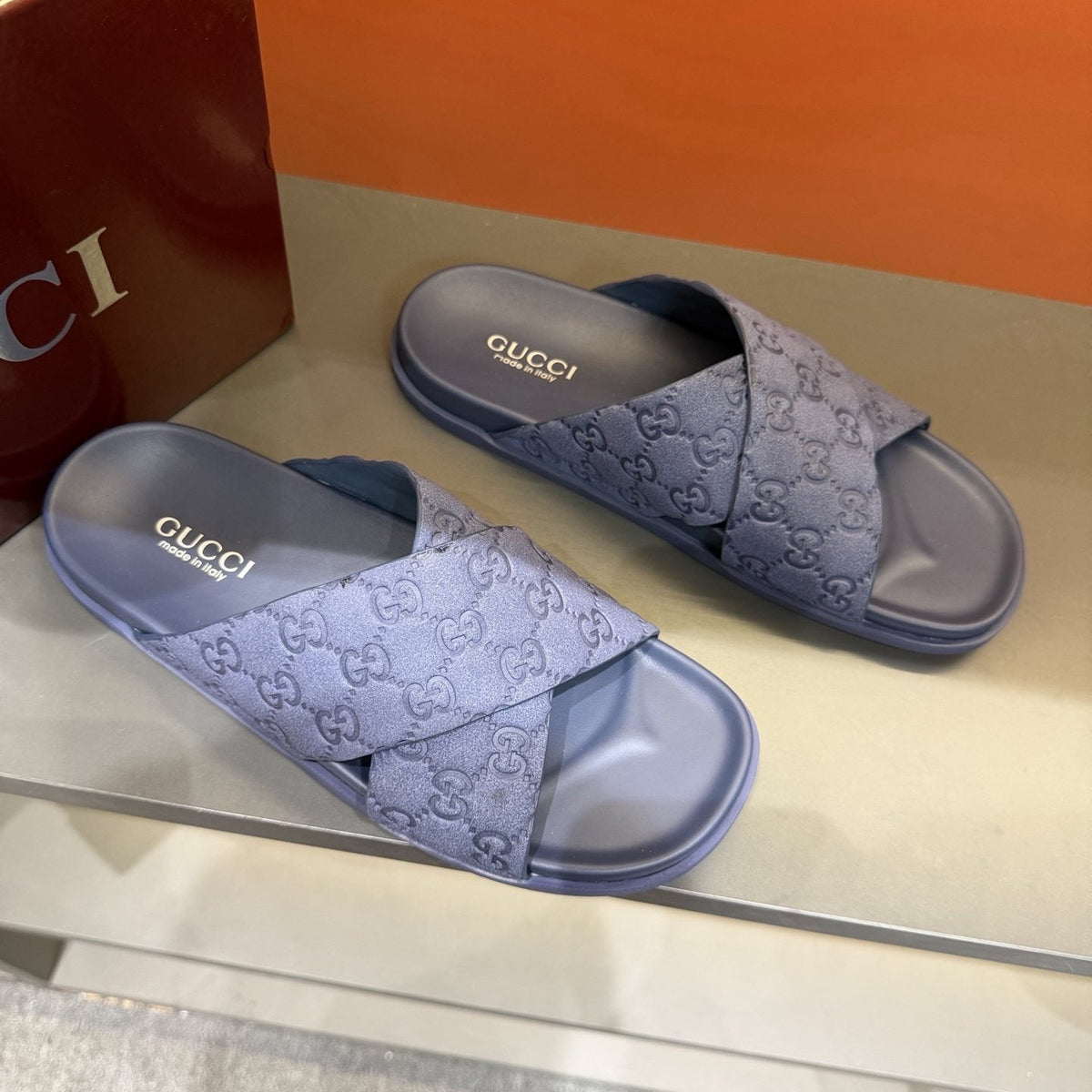 Gucci GG Monogram Crossover Slide Sandals — front
