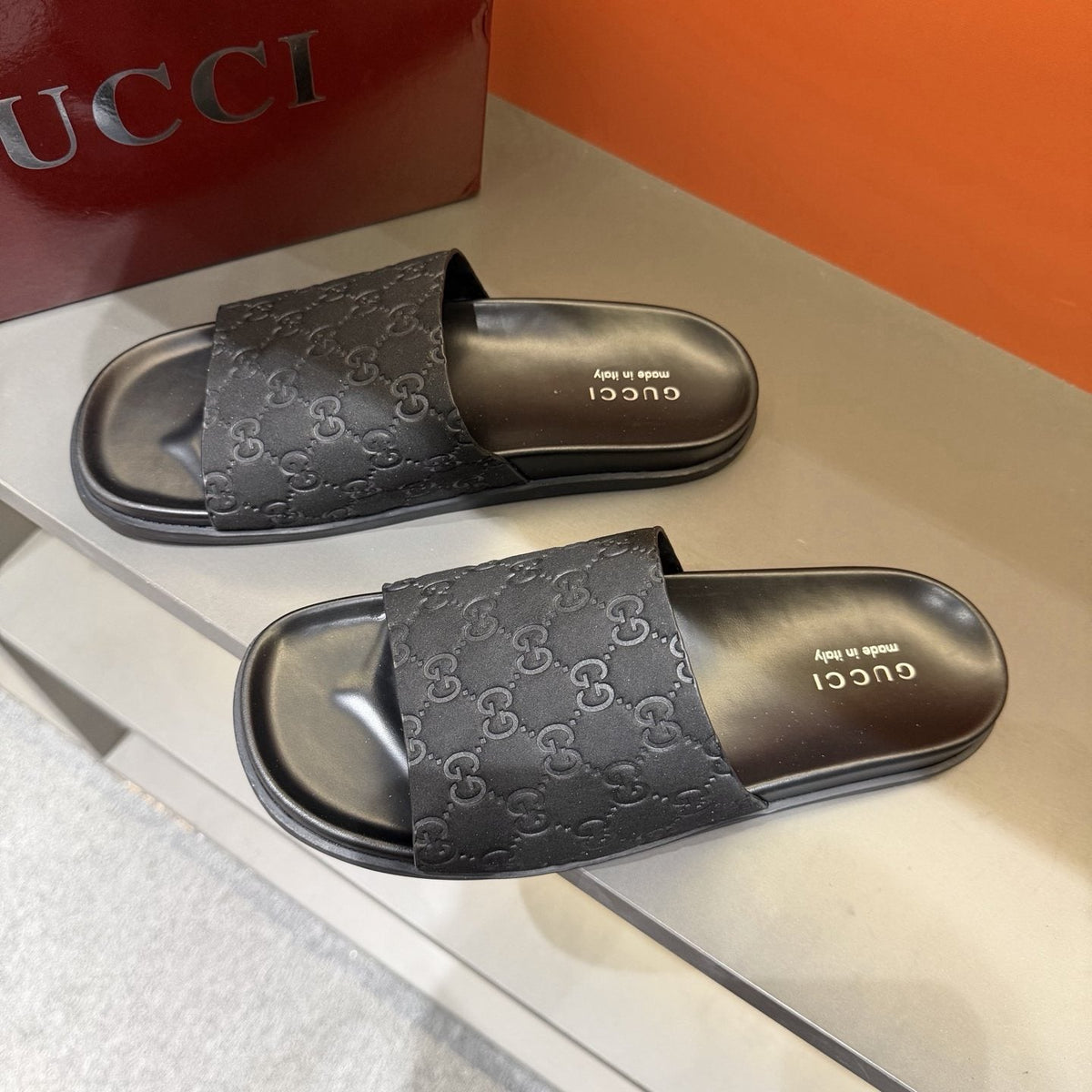 Gucci GG Monogram Crossover Slide Sandals — front