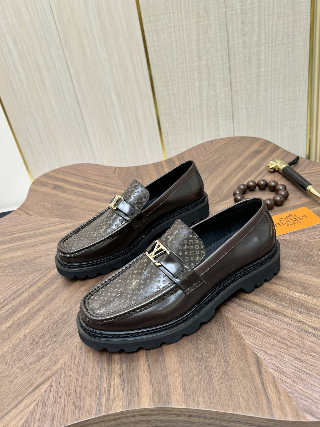 Louis Vuitton Patterned Hardware Loafers — front