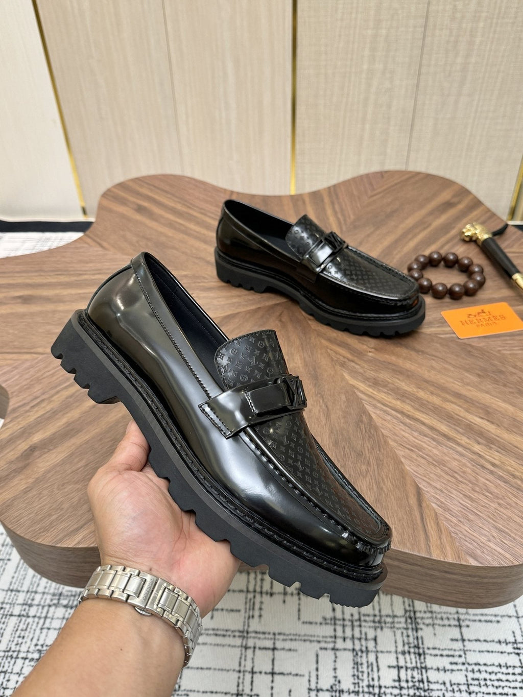 Louis Vuitton Patterned Hardware Loafers — side