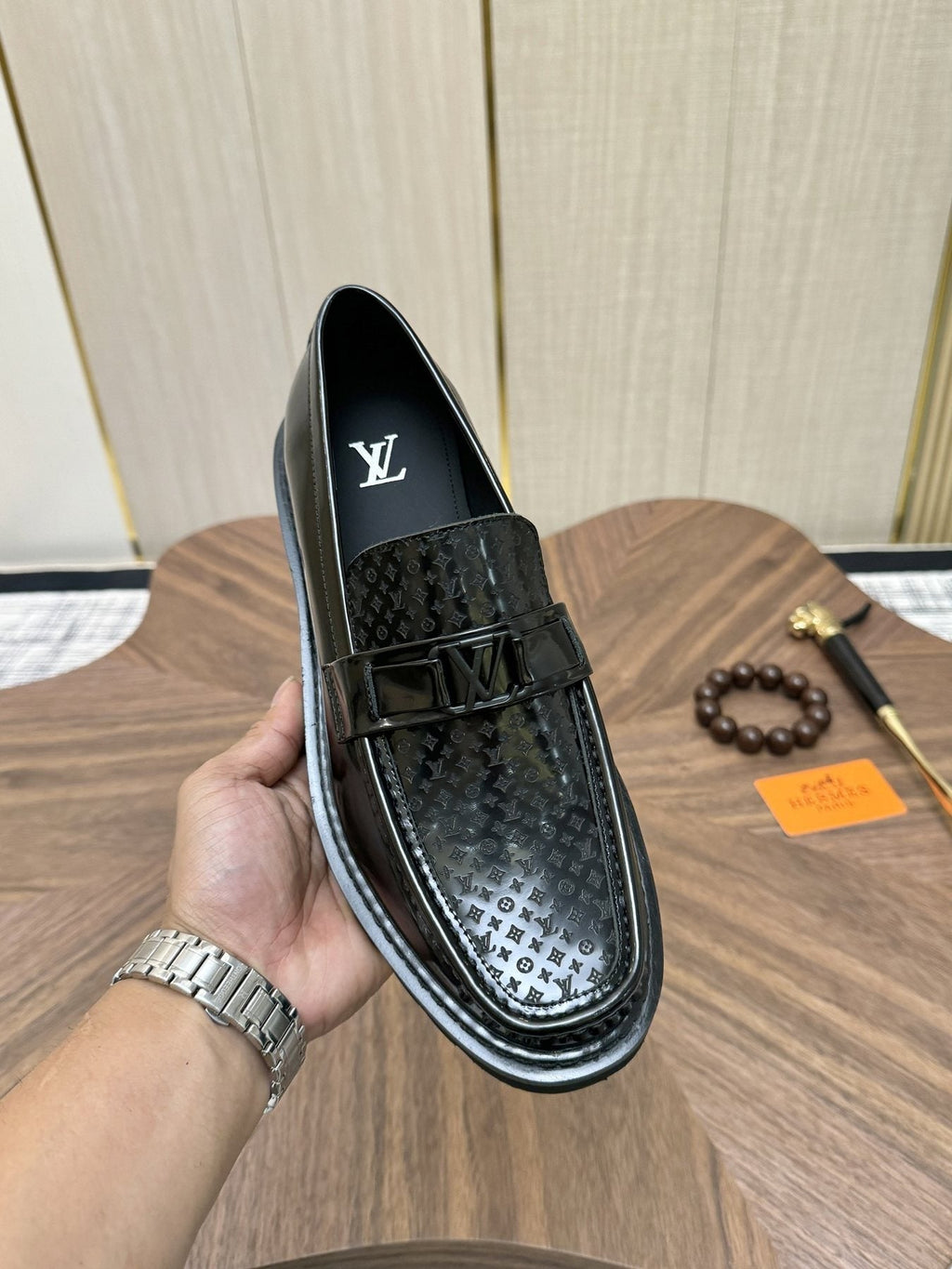 Louis Vuitton Patterned Hardware Loafers — detail