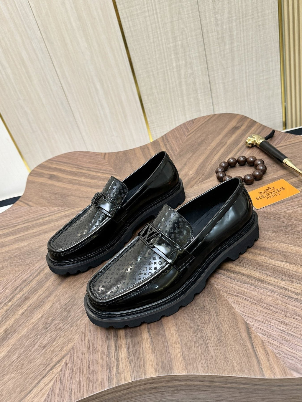 Louis Vuitton Patterned Hardware Loafers — front