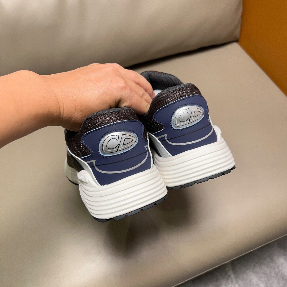Dior Navy Blue and Charcoal Gray Sneakers — back