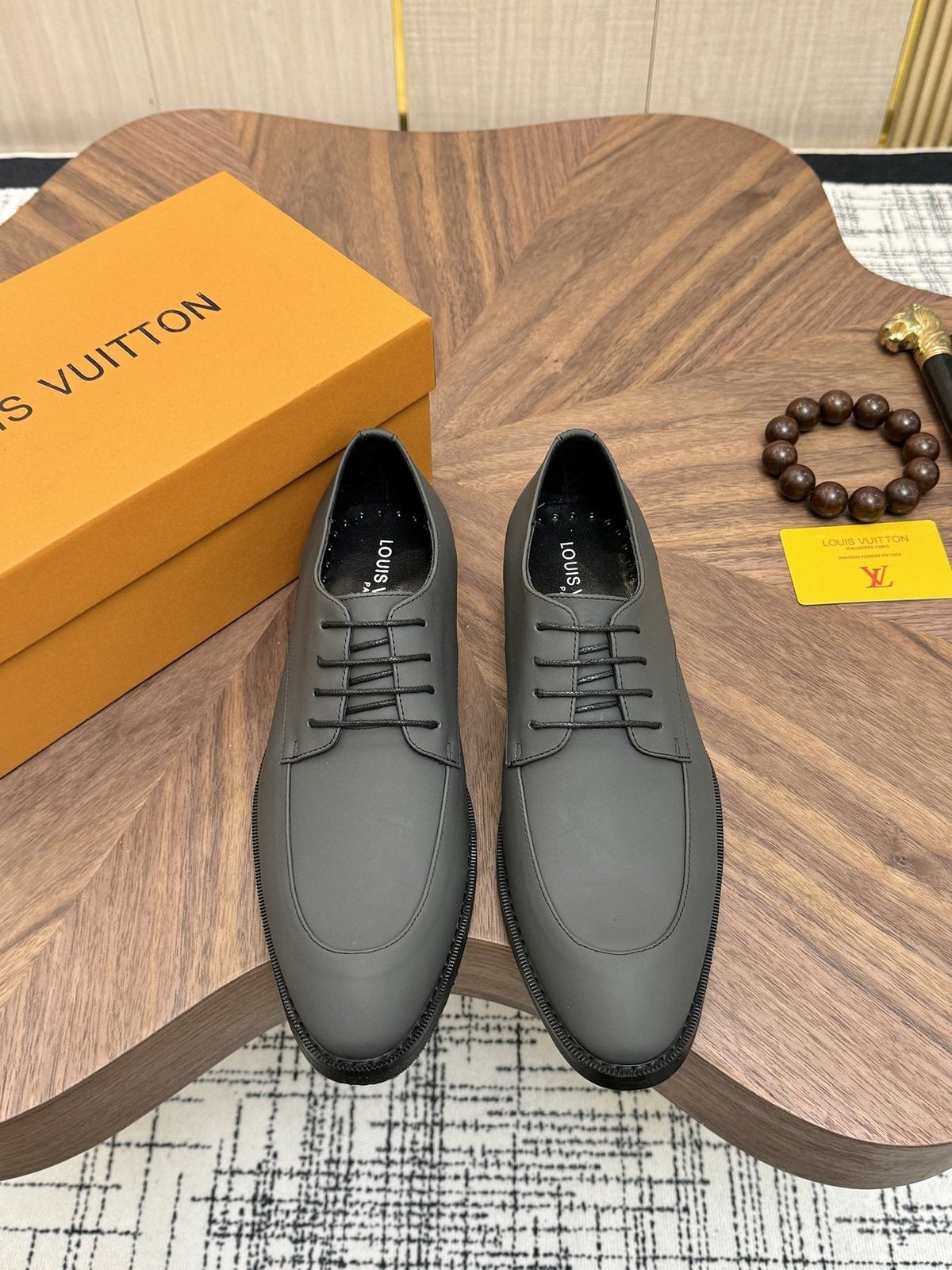 Louis Vuitton Plain-Toe Lace-Up Shoes — front