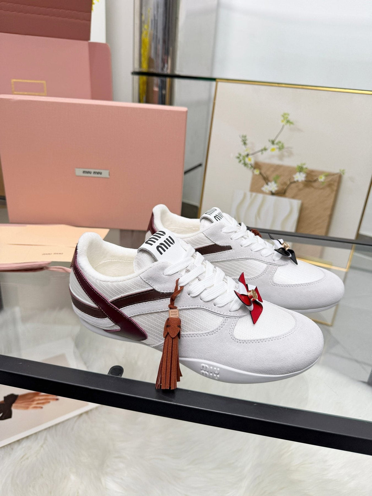 Miu Miu Floral Charm Sneakers — side