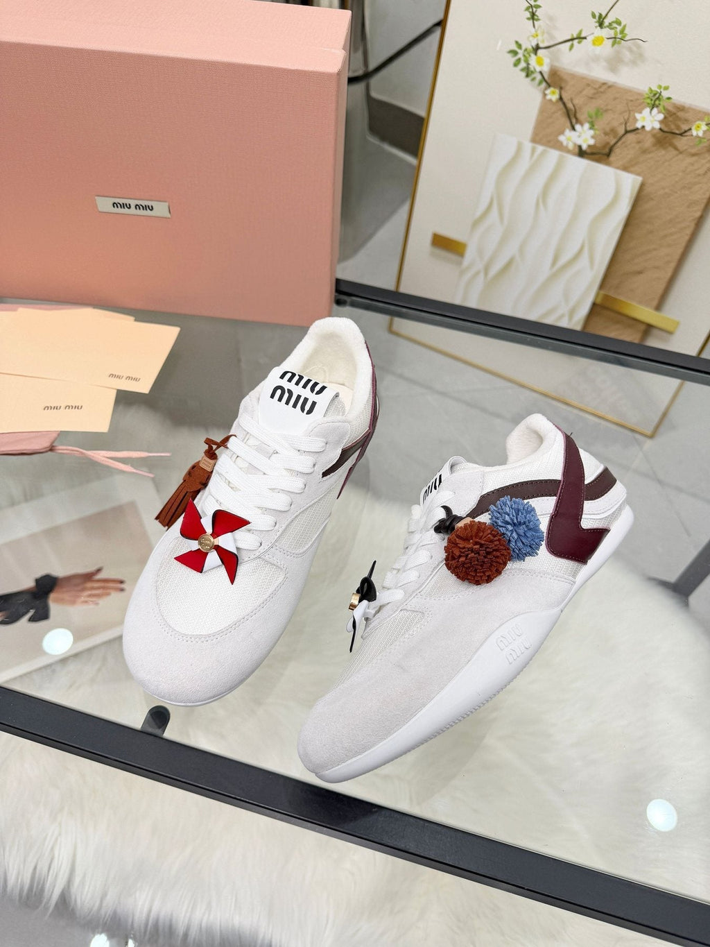 Miu Miu Floral Charm Sneakers — front