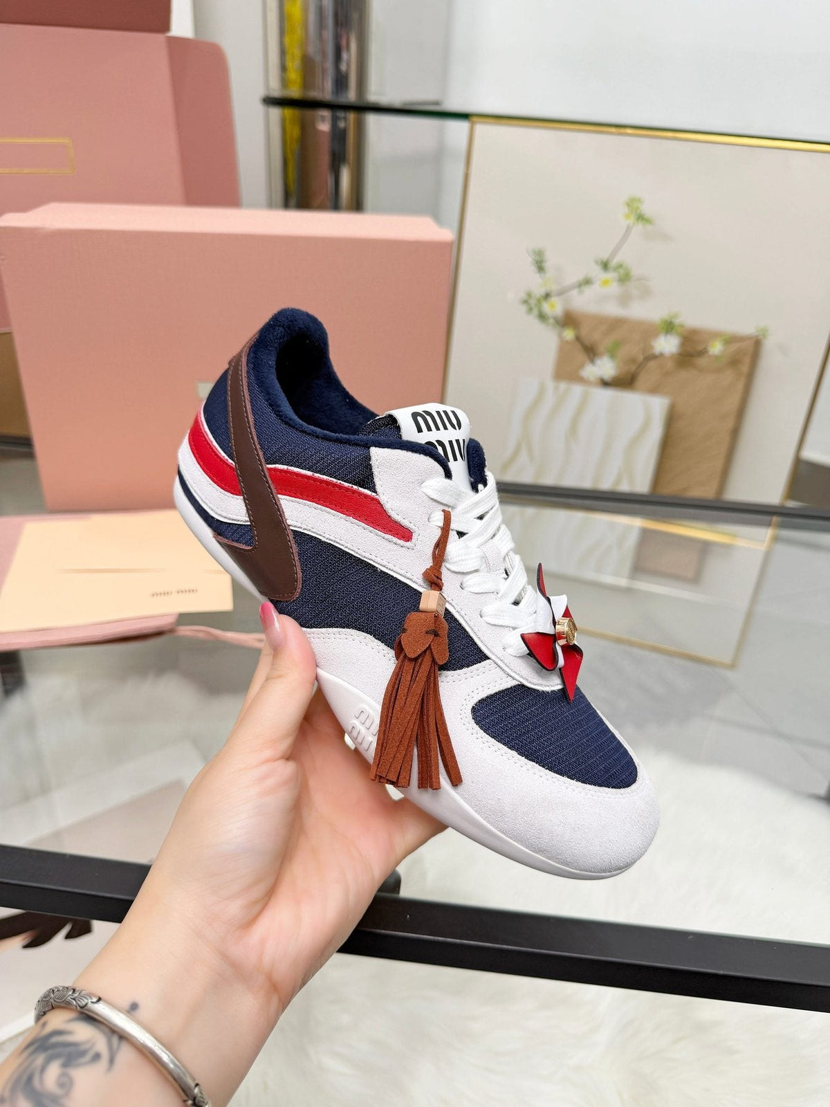 Miu Miu Floral Charm Sneakers — front