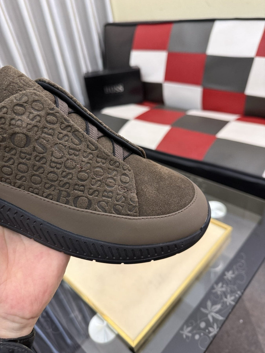 BOSS Textured Slip-On Sneakers — side