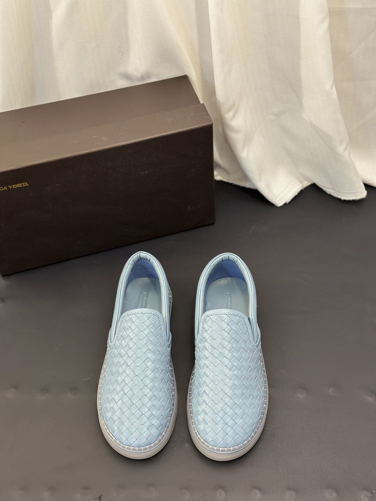 Bottega Veneta Woven Slip-On Sneakers — front