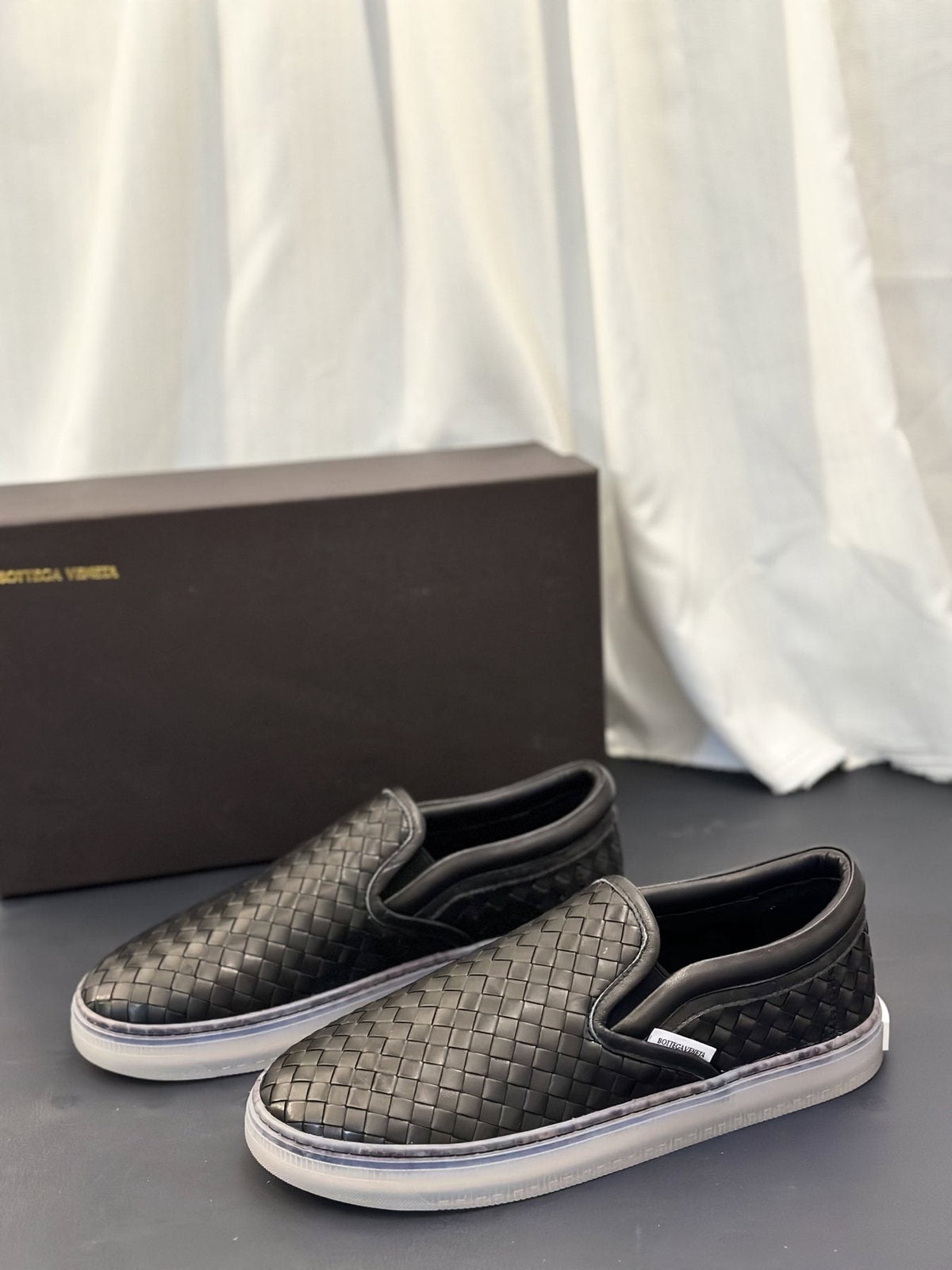 Bottega Veneta Woven Slip-On Sneakers — front