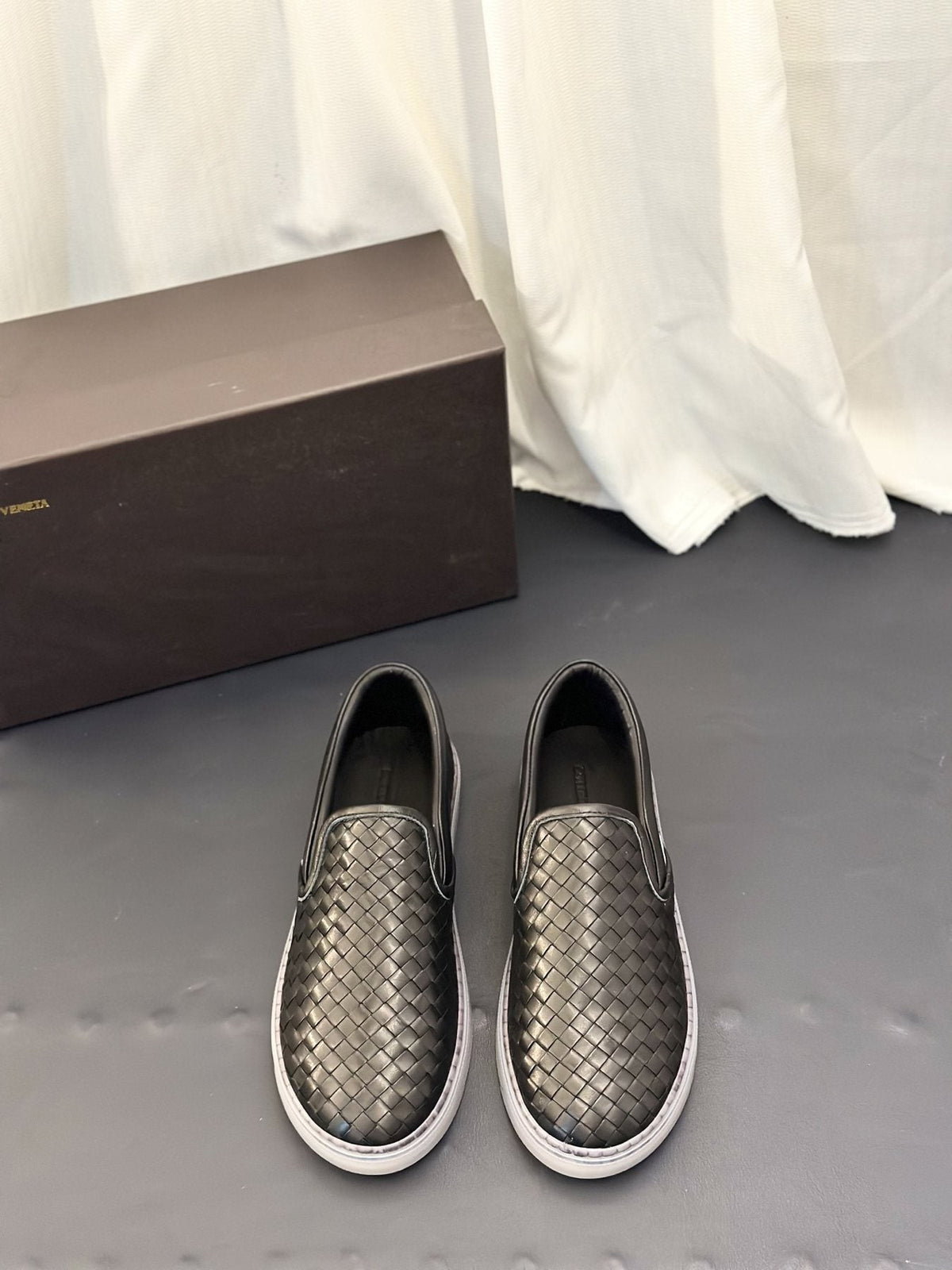 Bottega Veneta Woven Slip-On Sneakers — front