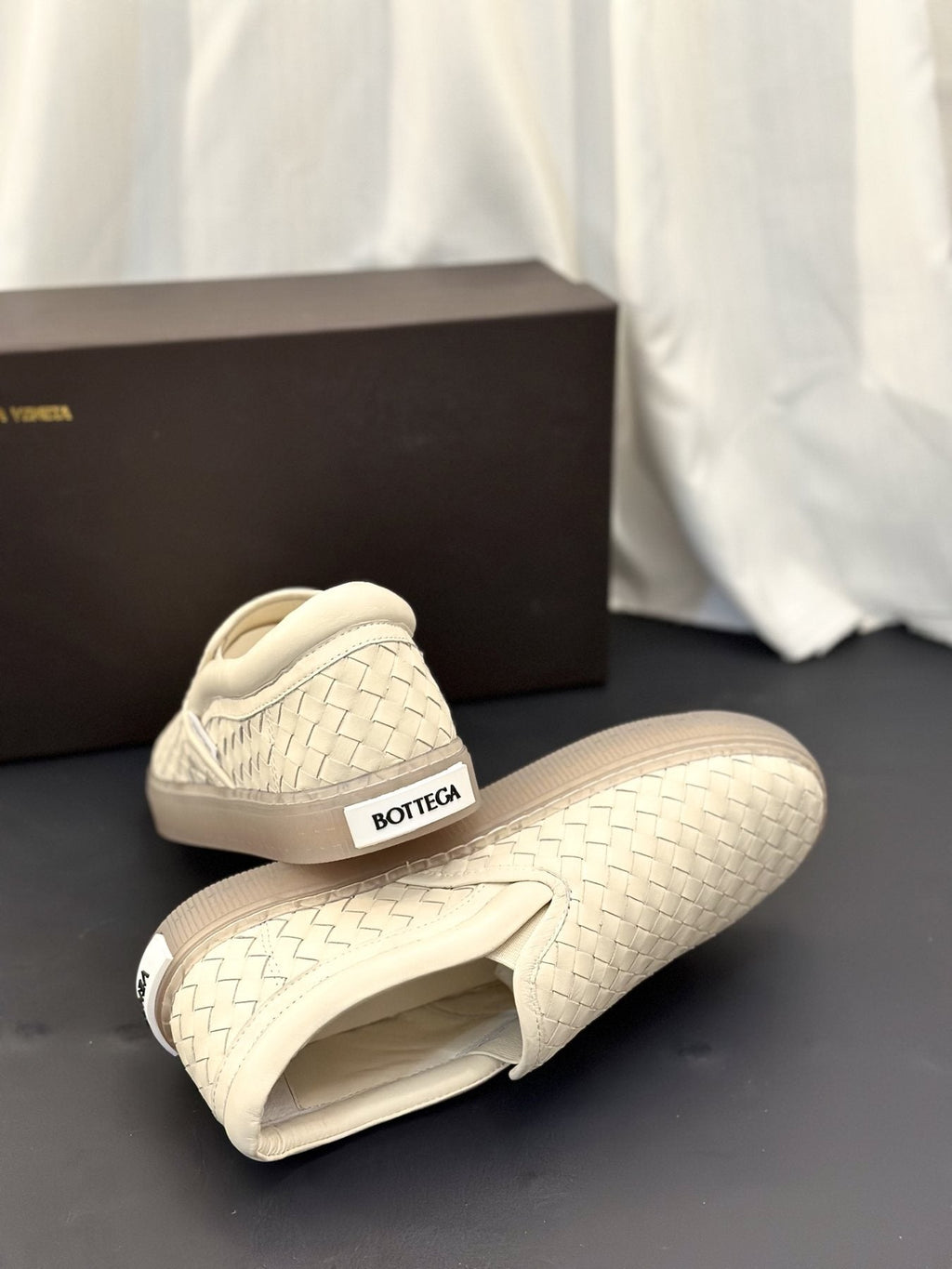 Bottega Veneta Woven Slip-On Sneakers — front