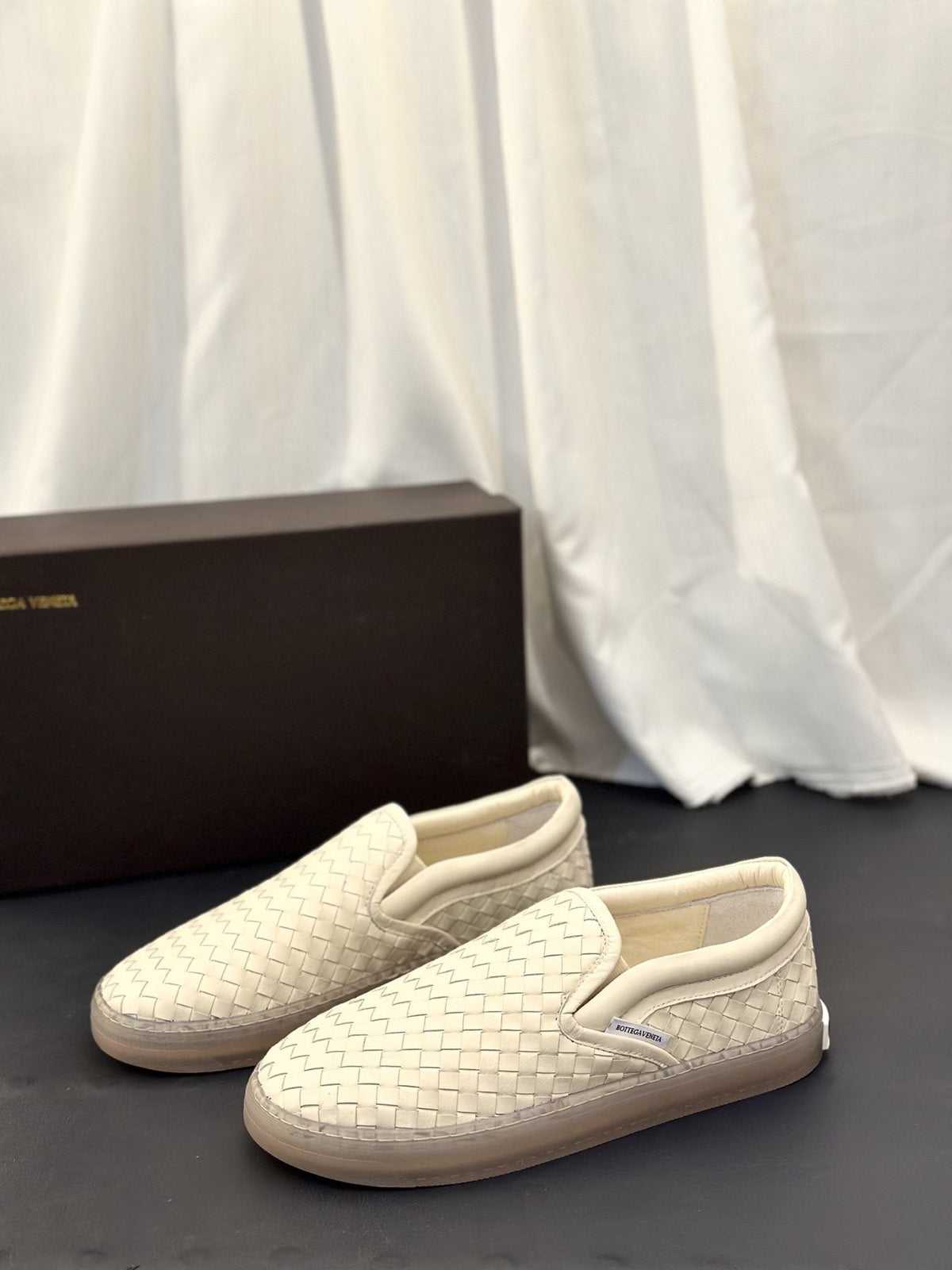 Bottega Veneta Woven Slip-On Sneakers — front