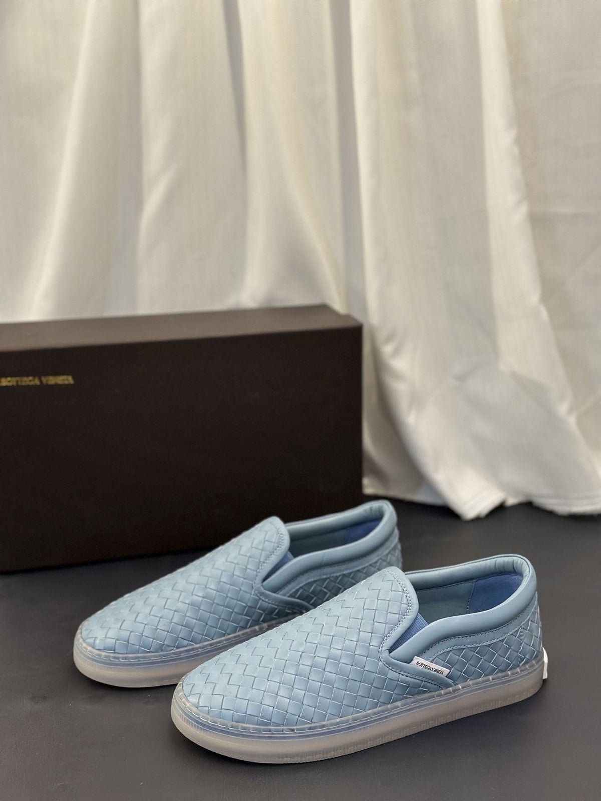 Bottega Veneta Woven Slip-On Sneakers — side