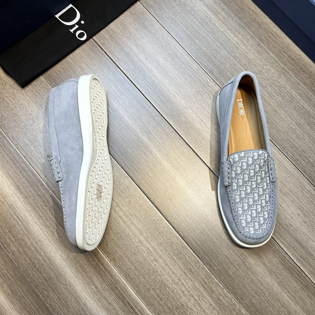 Dior Patterned Vamp Slip-On Shoes — side