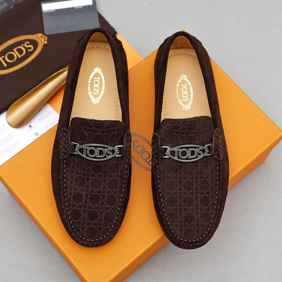 TOD'S Suede Metal-Hardware Loafers — front