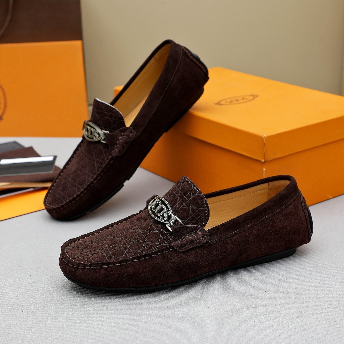 TOD'S Suede Metal-Hardware Loafers — side