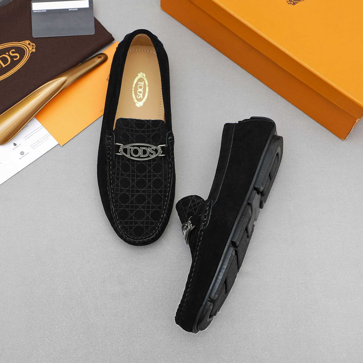 TOD'S Suede Metal-Hardware Loafers — side