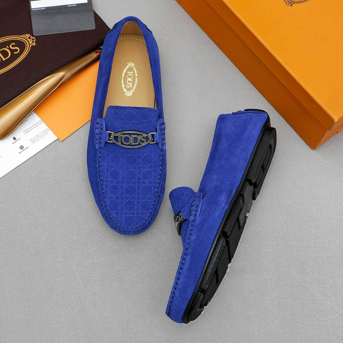 TOD'S Suede Metal-Hardware Loafers — front