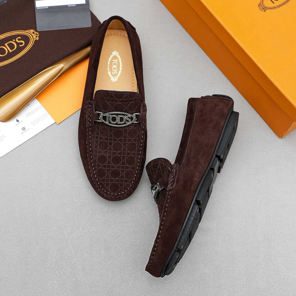 TOD'S Suede Metal-Hardware Loafers — side